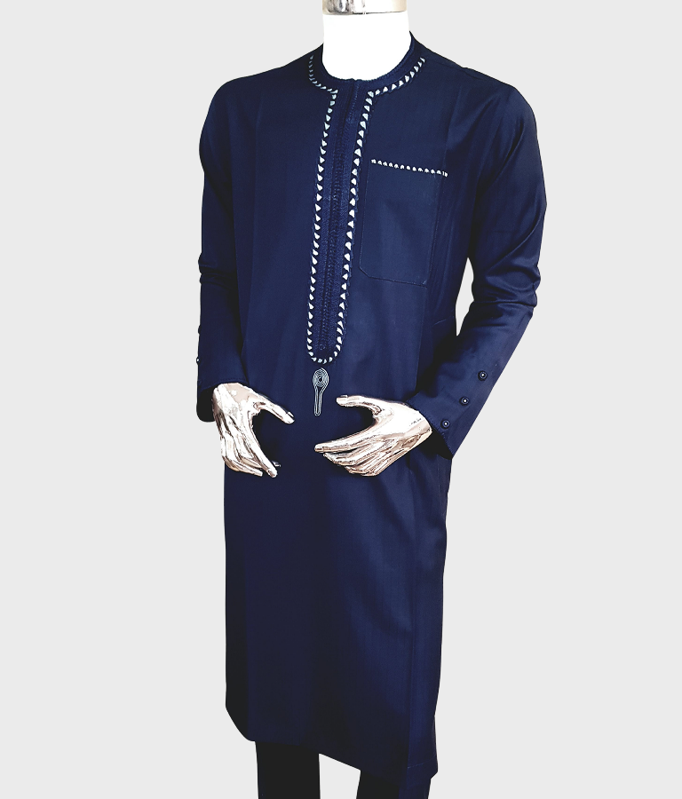 Dark Blue Wool Kaftan