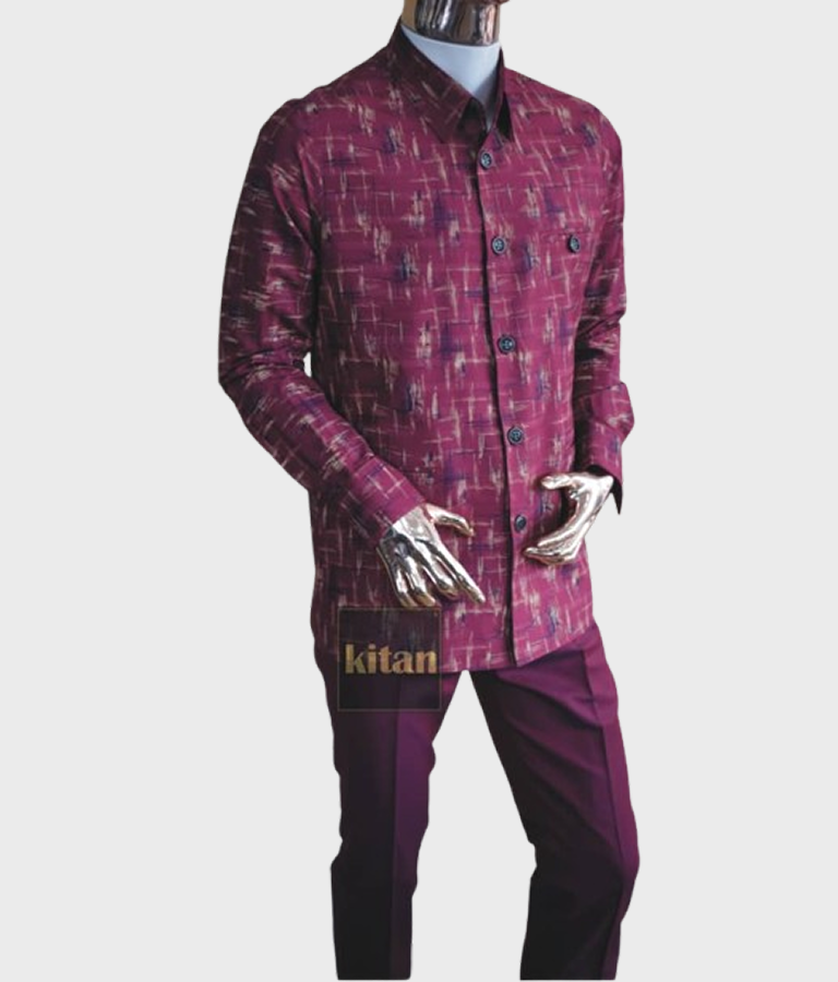 Wine Patterned Long-Sleeve Set